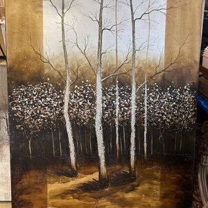 Abstract Forest Canvas Art in Brown and White